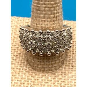 Premier Designs Mixed Metal Crystal Ring Made with SWAROVSKI Elements Sz 6